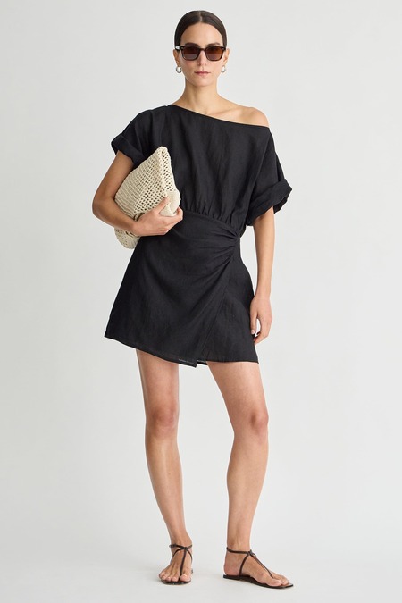 knee length dresses for ladies Veronica Beard Zee Linen Dress in Marine