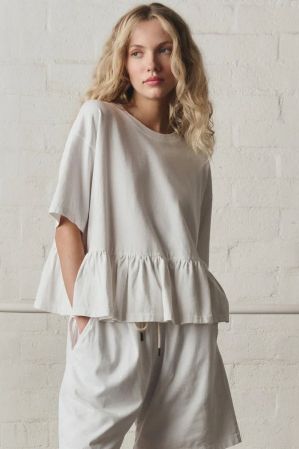 The Great. The Oversized Ruffle Peplum Tee