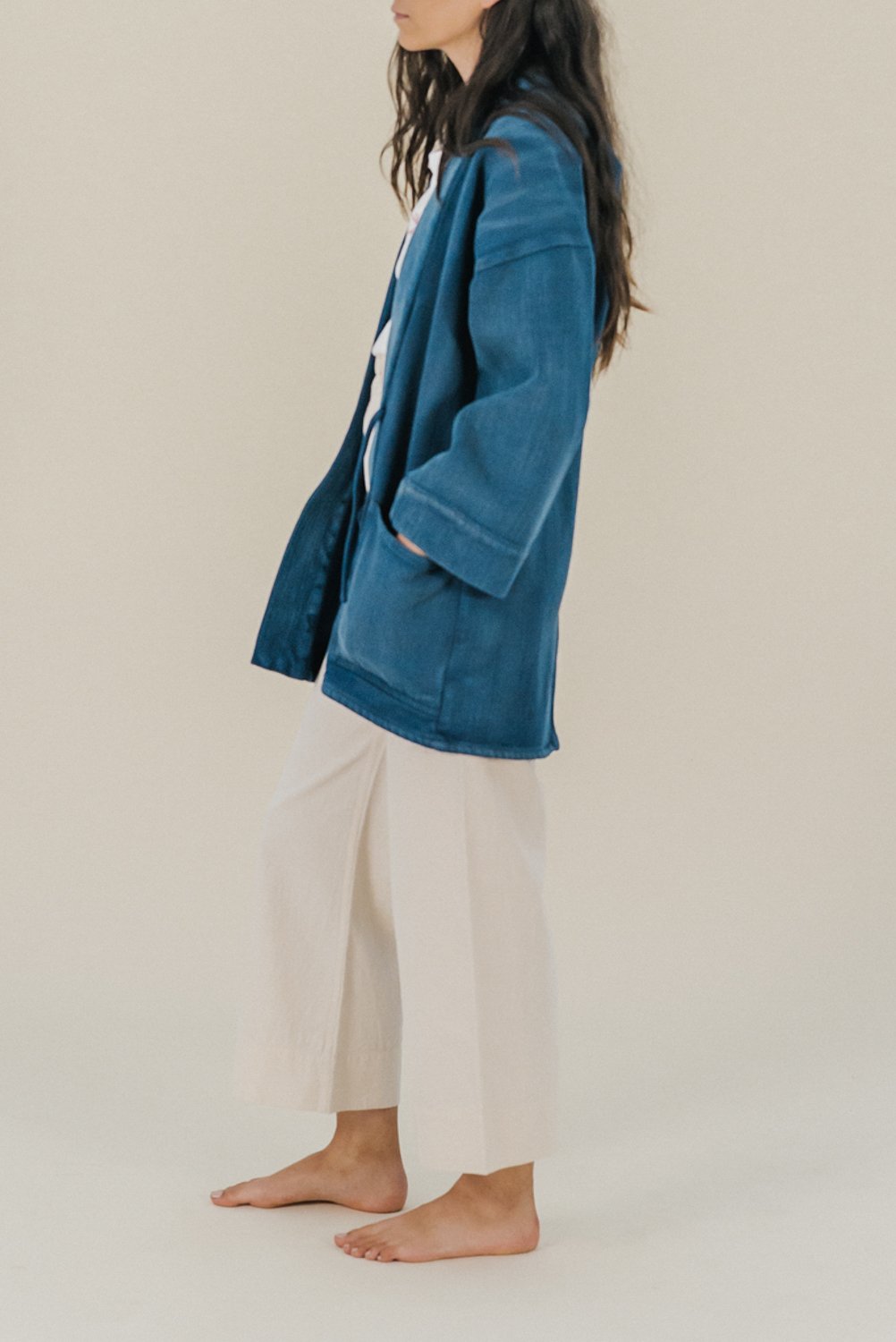 Kimono Light Weight Denim Jacket Indigo