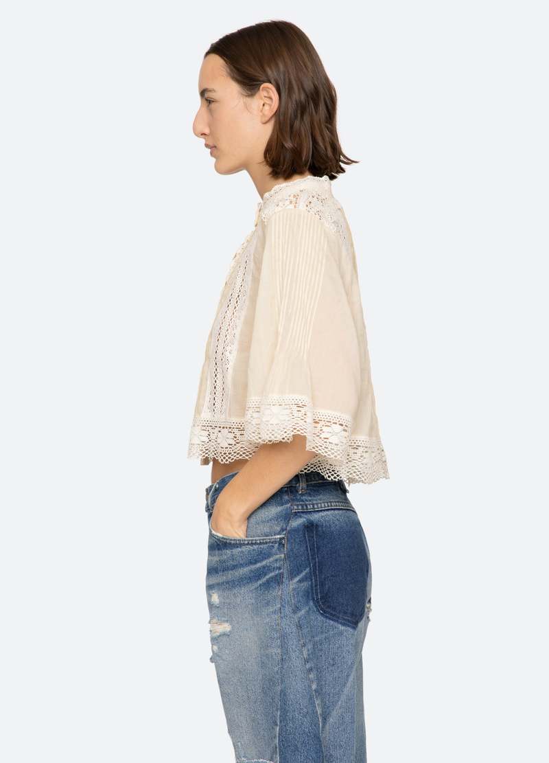 Sea NY Pippa Short Sleeve Top - Cream