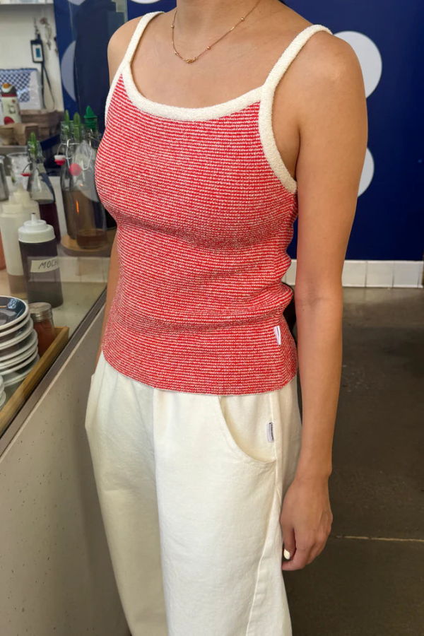 Le Bon Shoppe Lily Sweater Cami Tank Top - Red Stripe