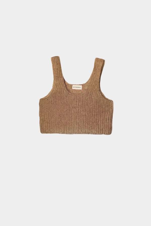 Atelier Delphine Super Crop Sweater Tank - Tan