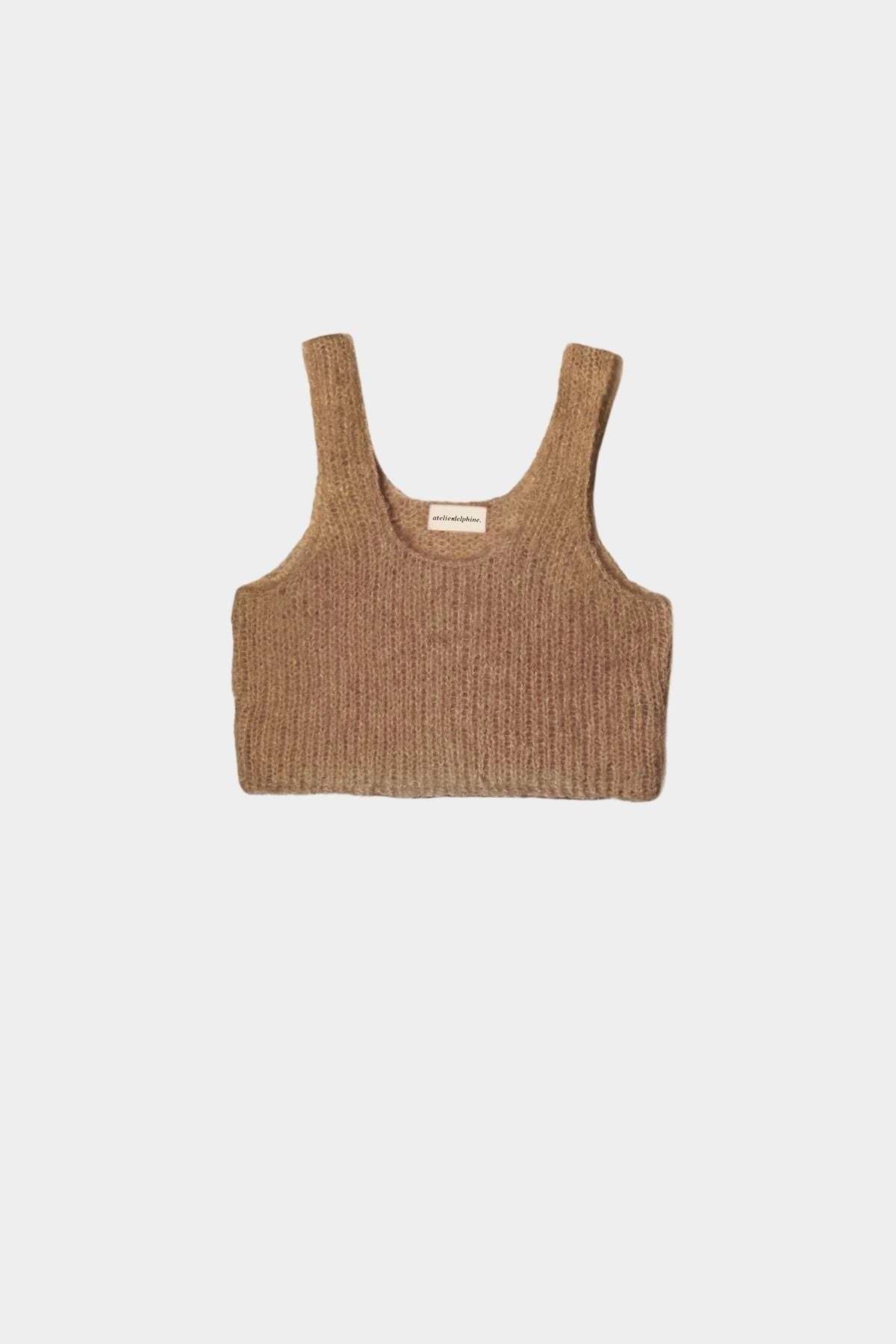 Atelier Delphine Super Crop Sweater Tank - Tan - Image 1 of 1