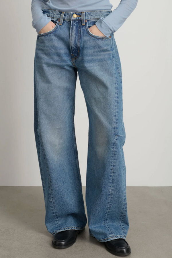B Sides Relaxed Cuffed Lasso Jeans in Jane Wash