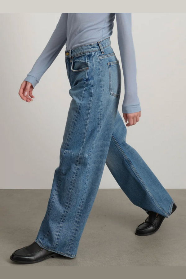B Sides Relaxed Cuffed Lasso Jeans in Jane Wash