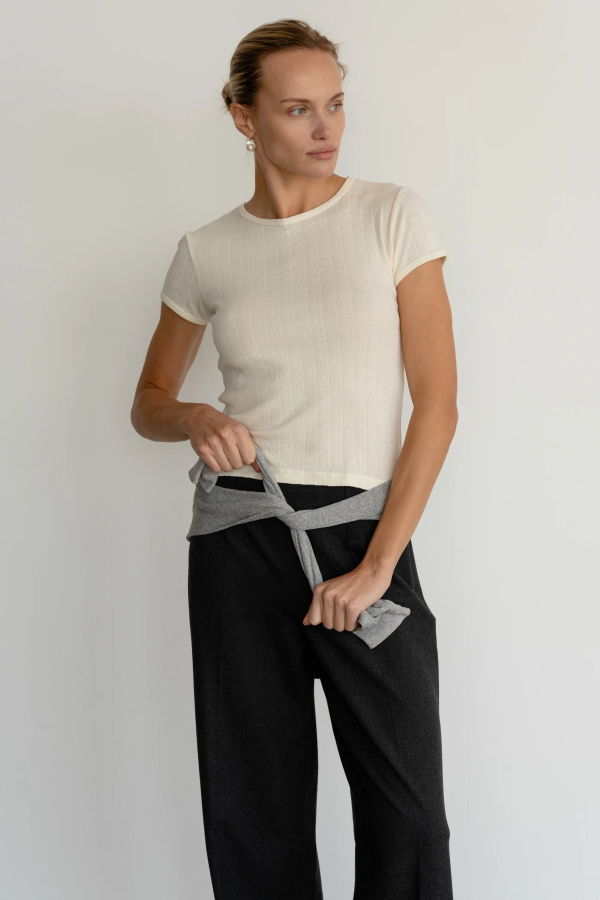 Donni. Pointelle Baby Tee