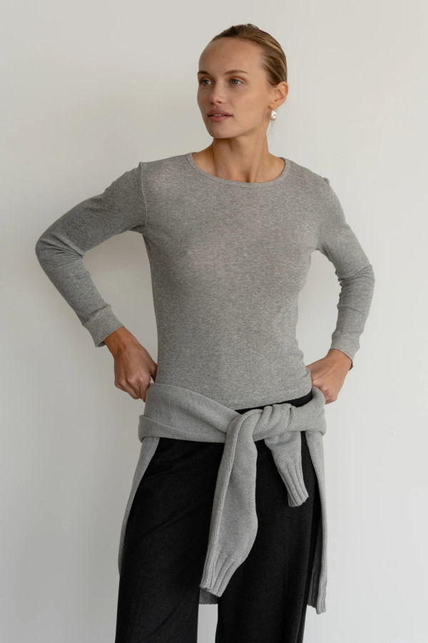 Donni. Pointelle Long Sleeve Top
