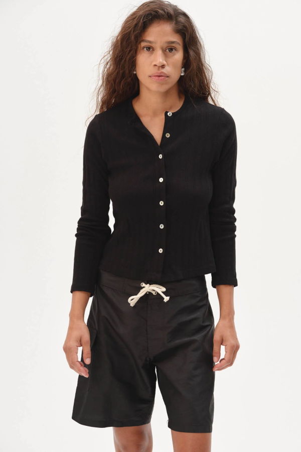 Donni. Varied Rib Cardigan - Jet