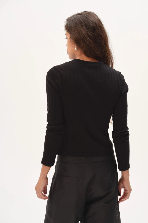 Donni. Varied Rib Cardigan - Jet