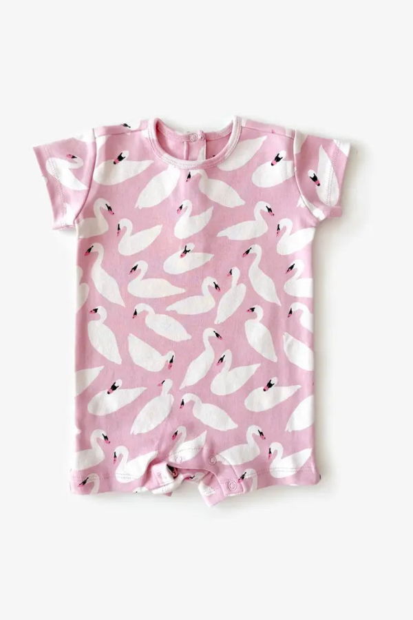 KIDS Lewis Baby Romper in Lemonade Swans