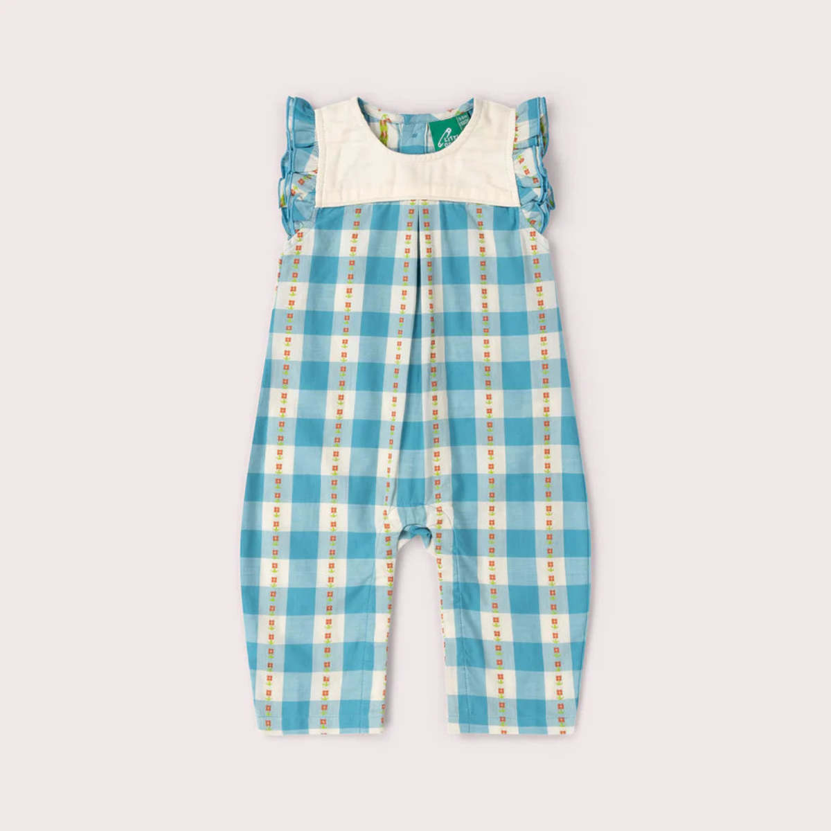 KIDS Little Green Radicals Blue Flowers Frill Summer Romper - Image 2 of 8