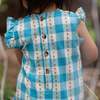 KIDS Little Green Radicals Blue Flowers Frill Summer Romper - Thumbnail 3