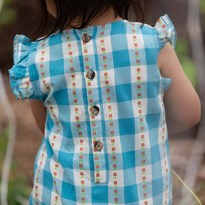 KIDS Little Green Radicals Blue Flowers Frill Summer Romper