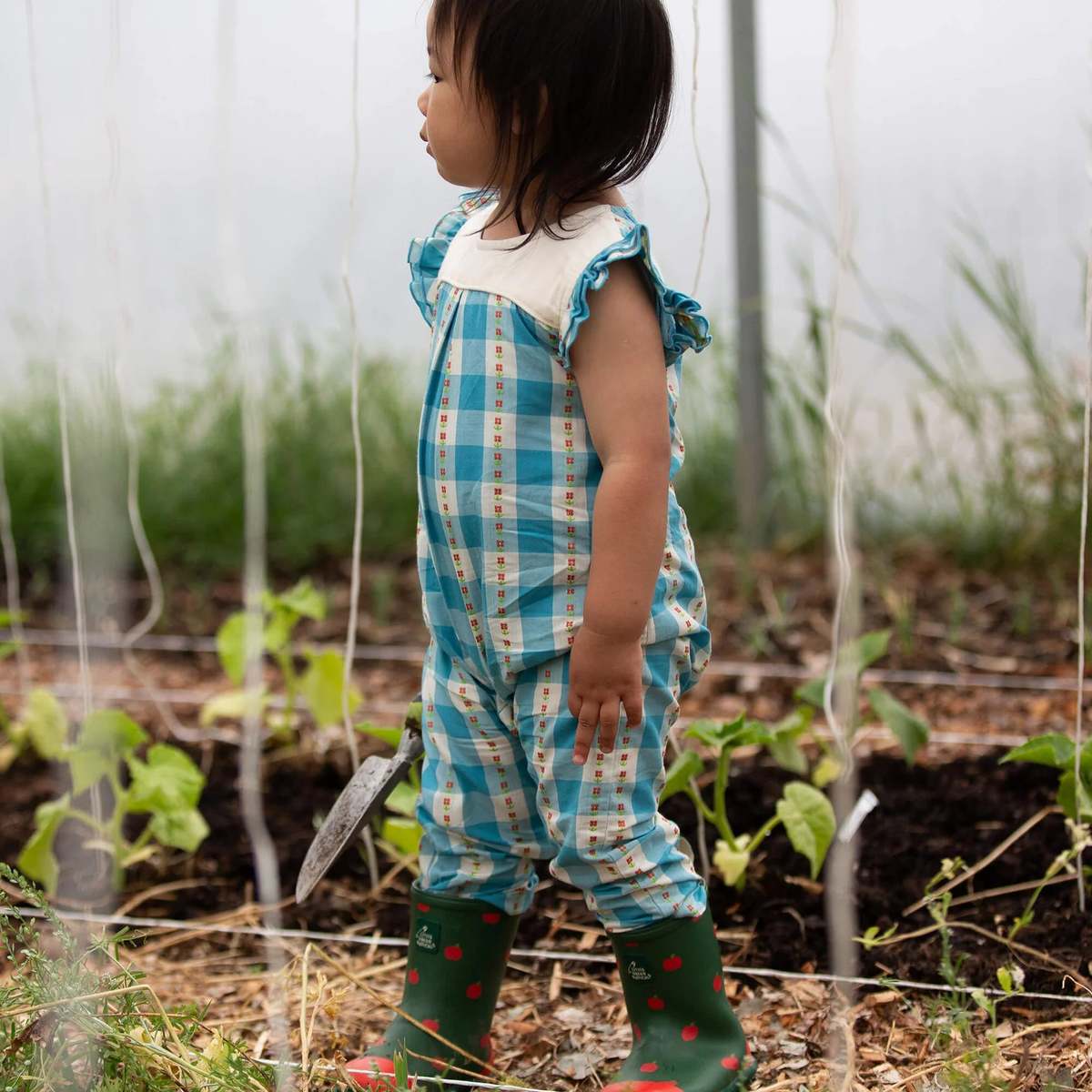 KIDS Little Green Radicals Blue Flowers Frill Summer Romper - Image 4 of 8