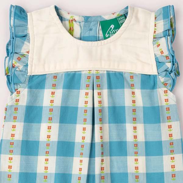 KIDS Little Green Radicals Blue Flowers Frill Summer Romper