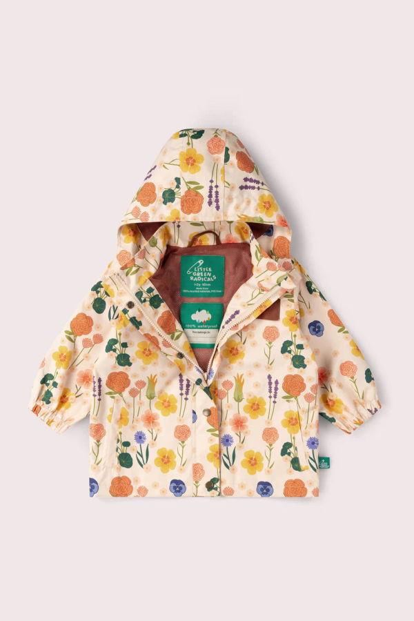 KIDS Little Green Radicals Flower Meadow Recycled Waterproof Raincoat