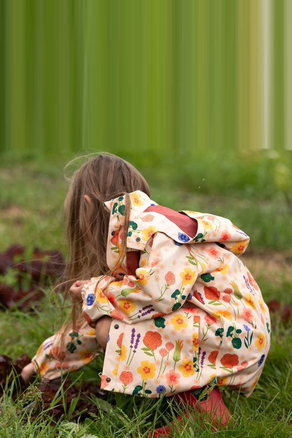 KIDS Little Green Radicals Flower Meadow Recycled Waterproof Raincoat