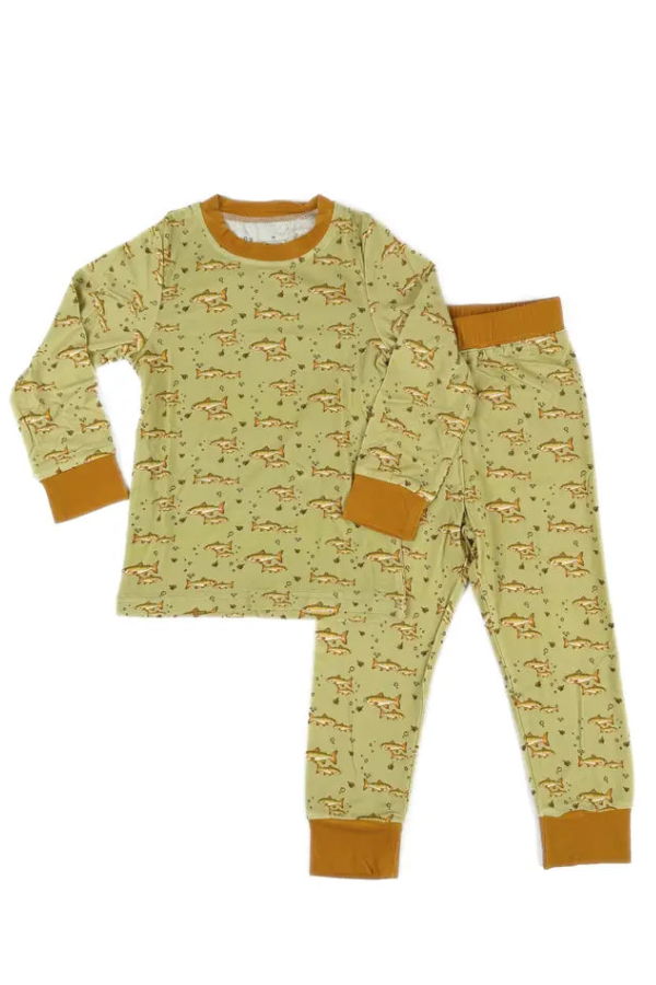 KIDS Mady & Max Bamboo Two Piece Pajama Set - Trout