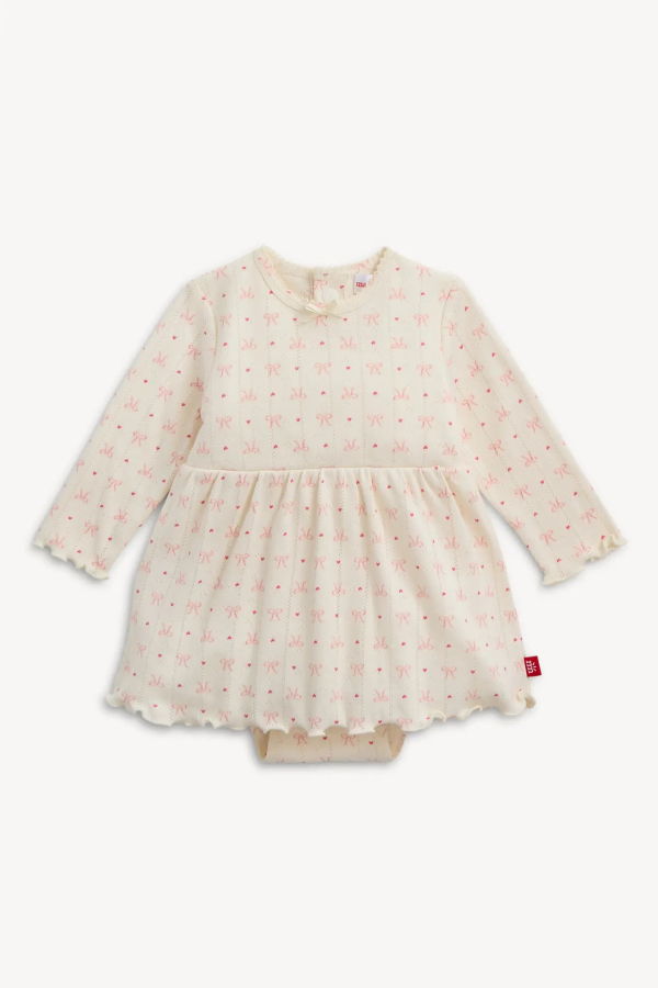 KIDS Magnetic Me Heart & Bow Pointelle Magnetic Bodysuit Dress