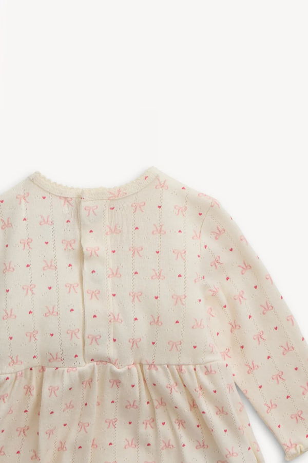KIDS Magnetic Me Heart & Bow Pointelle Magnetic Bodysuit Dress