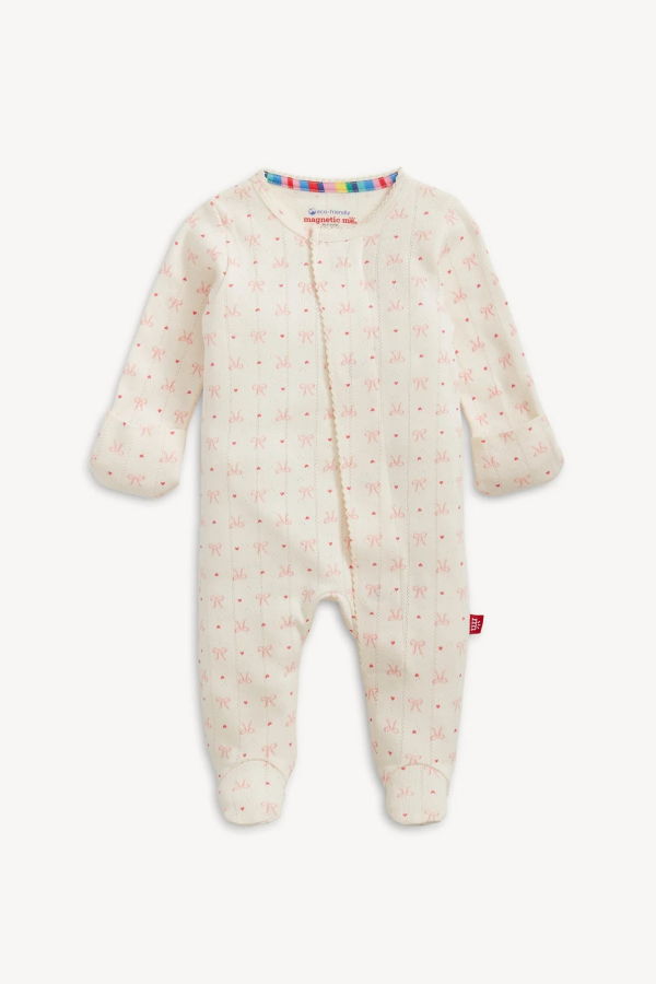 KIDS Magnetic Me Heart & Bow Pointelle Footie