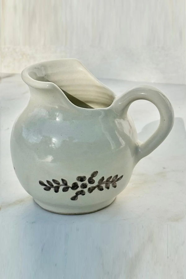Villa Lua Hand Painted Margot Creamer in Brown Flowers