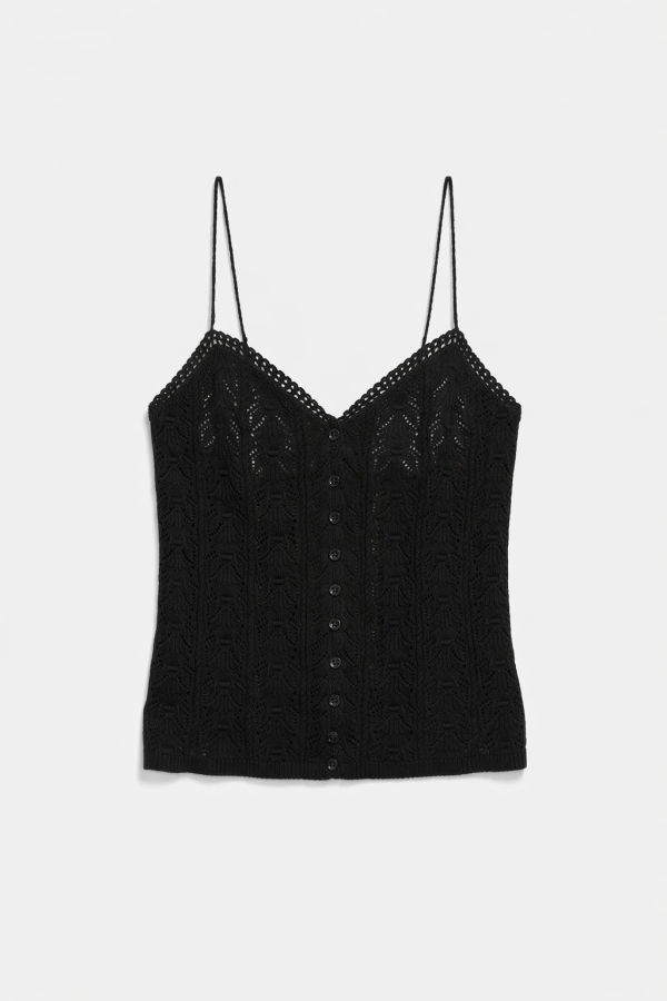 The Tile Club Aliza Crochet Cami - Black