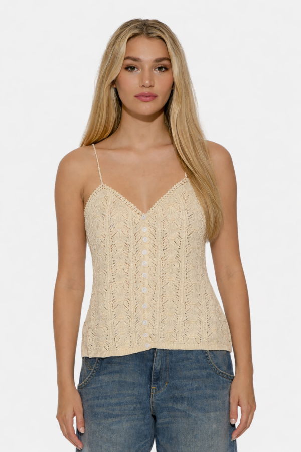 The Tile Club Aliza Crochet Cami - Ivory