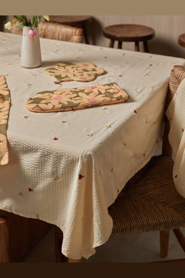 Mosey Me Forget Me Not Embroidered Tablecloth