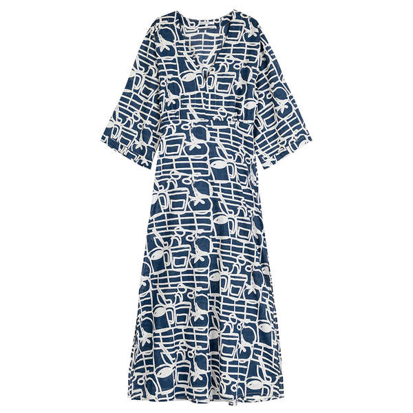 Bobo Choses V-Neck Dress Cookery Festival Print - Navy Blue