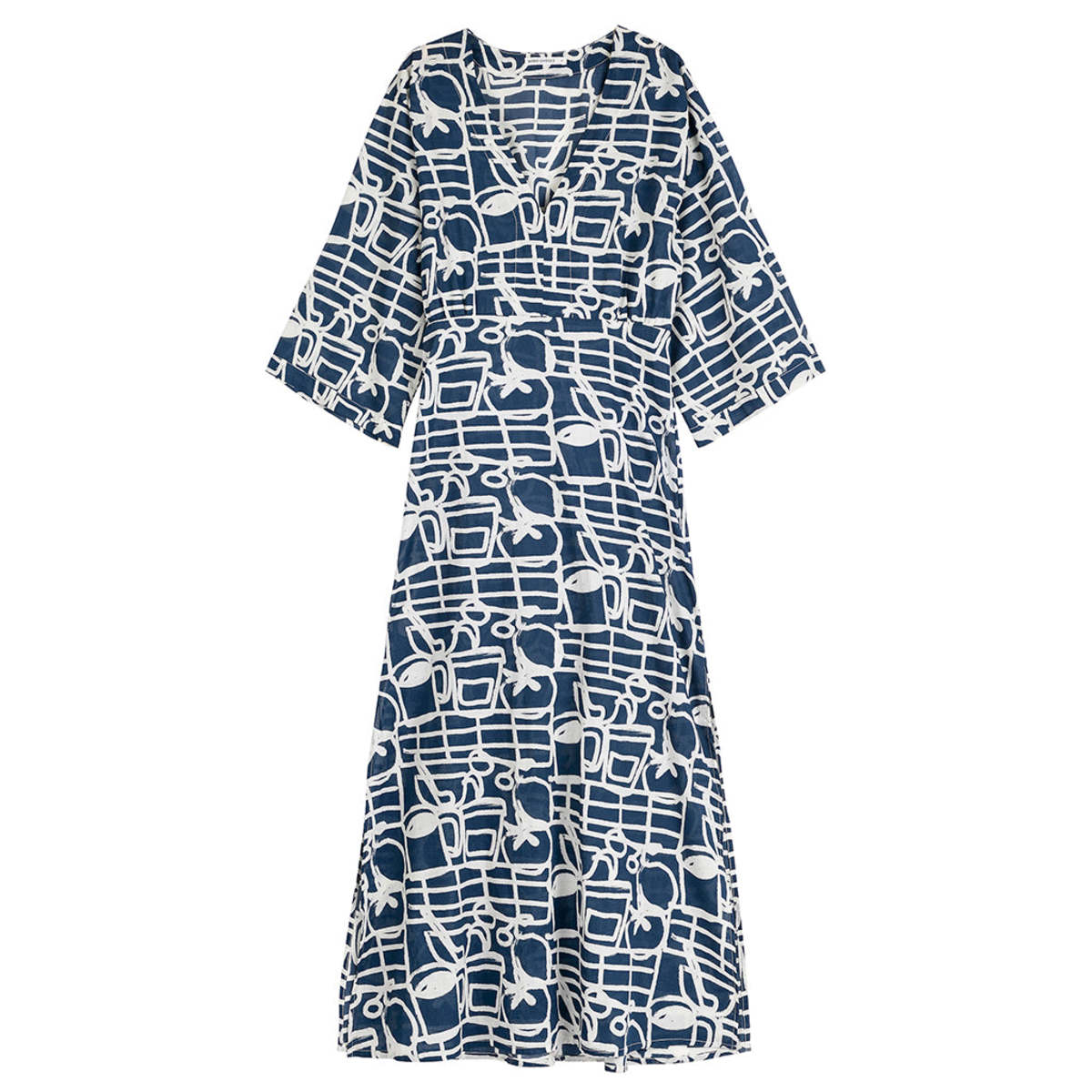 Bobo Choses V-Neck Dress Cookery Festival Print - Navy Blue - Image 1 of 6