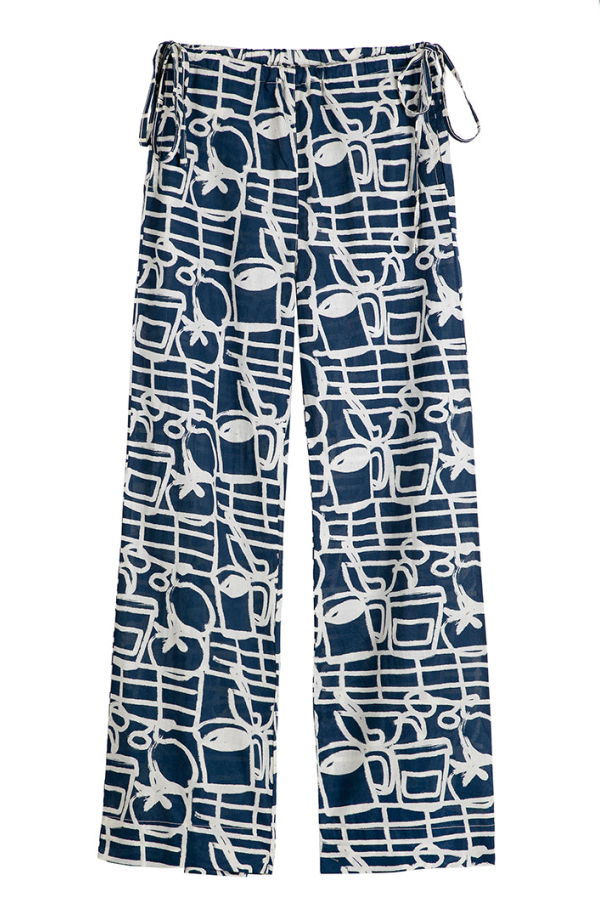 Bobo Choses Wide Leg Cookery Festival Print Pants - Navy Blue