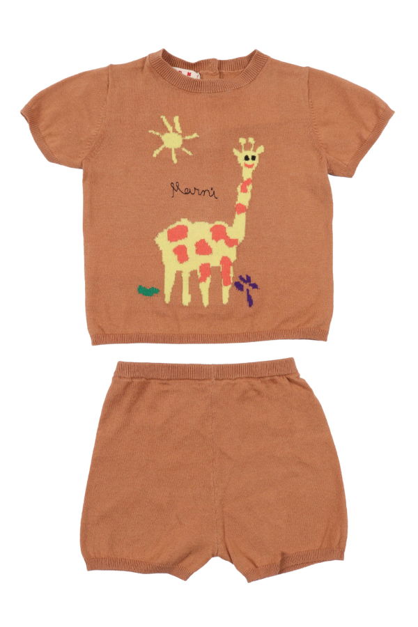 KIDS Marni Cotton Jumpsuit - Brown