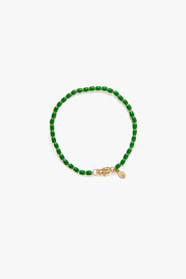 Clare V. Enamel Barrel Chain Bracelet - Emerald Green