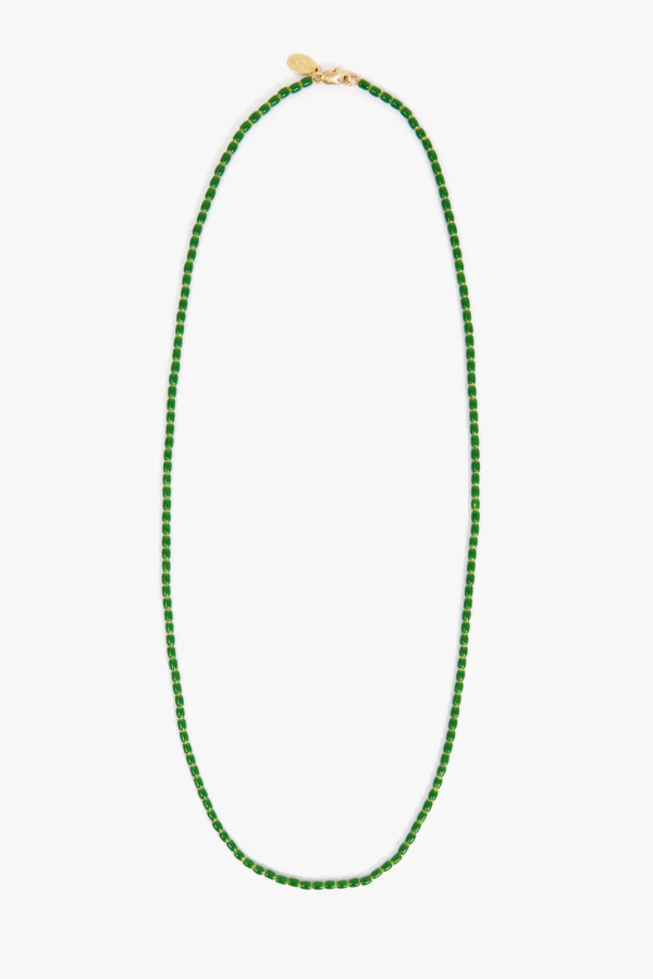 Clare V. Enamel Barrel Chain Necklace - Emerald Green