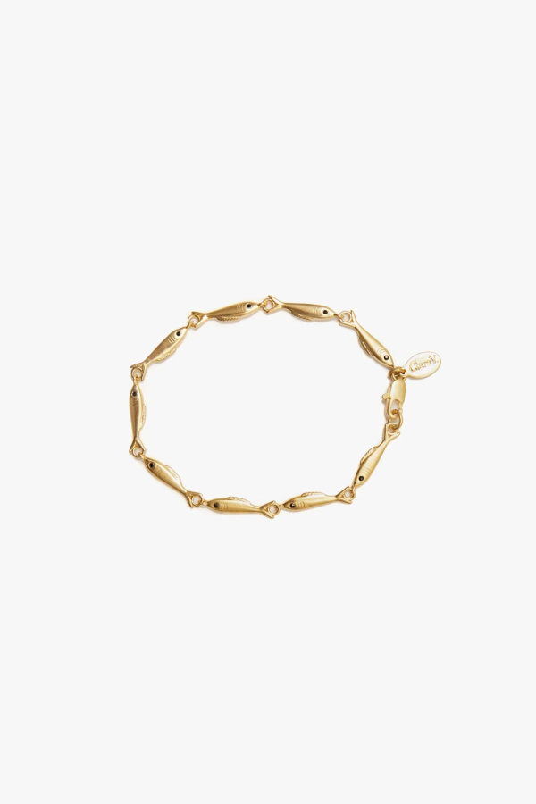 Clare V. Sardine Link Bracelet - Vintage Gold
