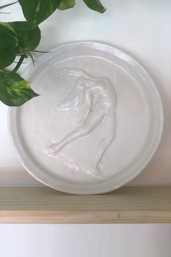 Adrien Miller Dancing Figure Sculpture Wall Hanging Platter