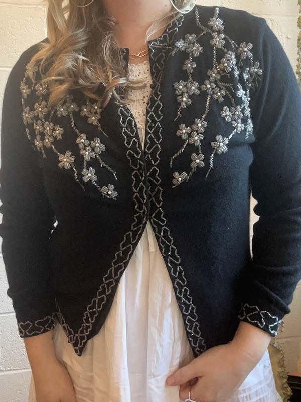 Vintage Beaded Cardigan - Black Vintage Beaded Cardigan - Black