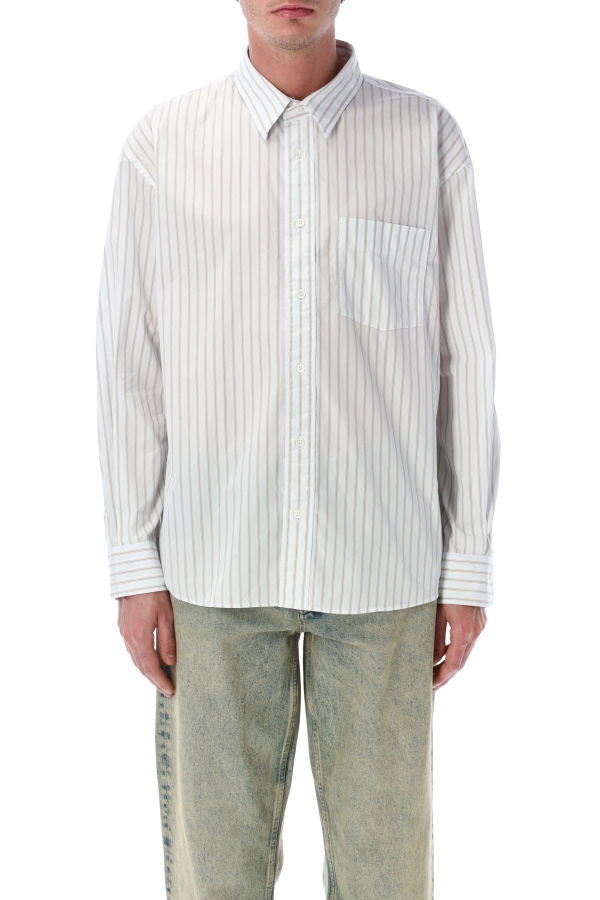 Sunflower New Base White Cotton Stripe Shirt