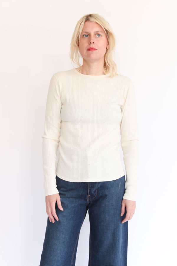 ICHI ANTIQUITES Rib Pullover - Natural
