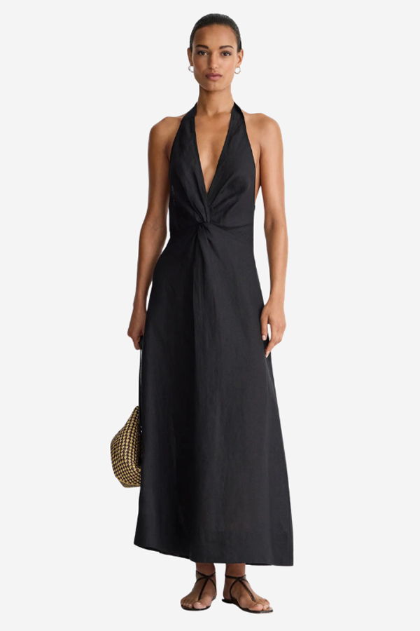 Apiece Apart Salome Halter Maxi Dress - Black