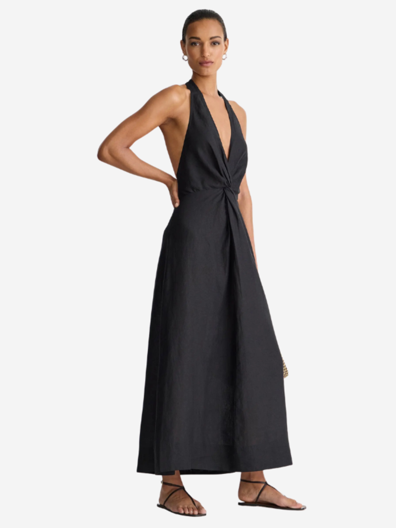 Apiece Apart Salome Halter Maxi Dress - Black