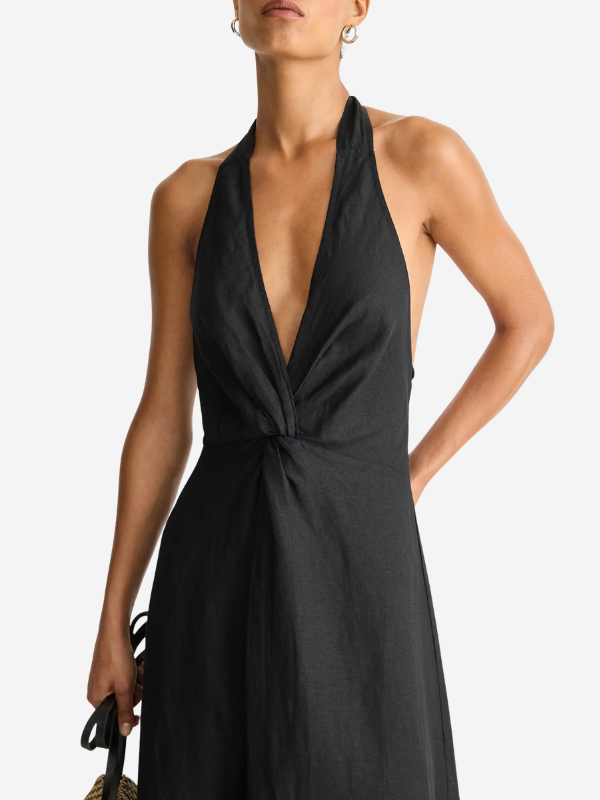 Apiece Apart Salome Halter Maxi Dress - Black