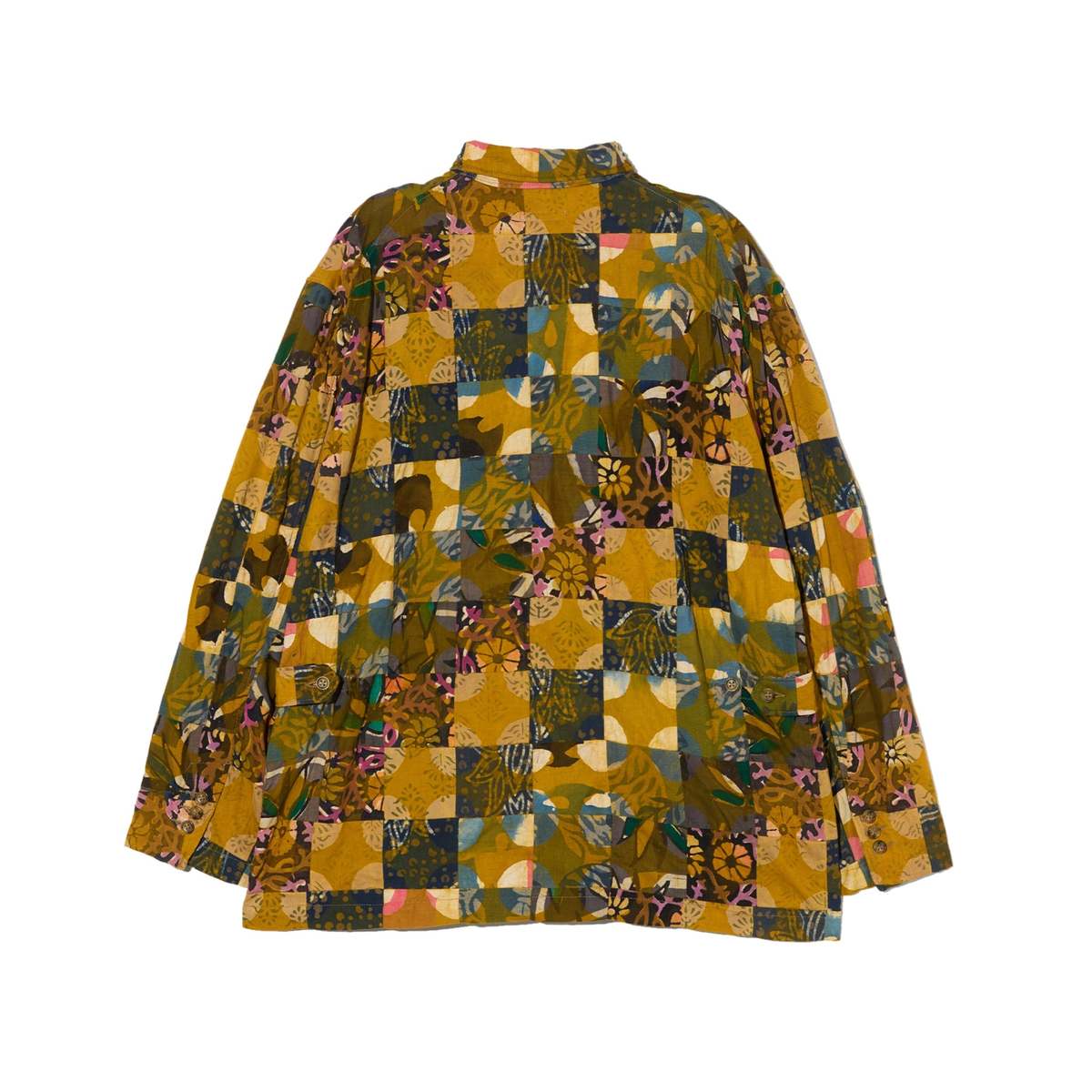 Engineered Garments Loiter Jacket - Olive Cotton Multi Pattern Patchwork - Image 2 of 4