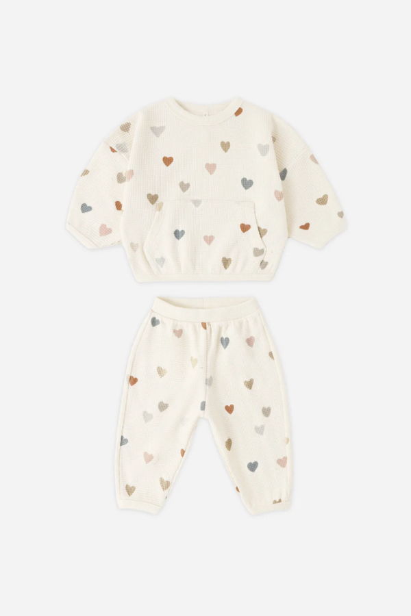 KIDS Quincy Mae Waffle Set Confetti Hearts - Natural