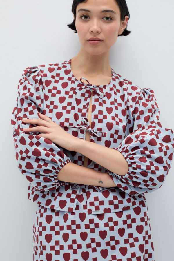 Rita Row Arden Shirt Print Blouse - Blue-Rust