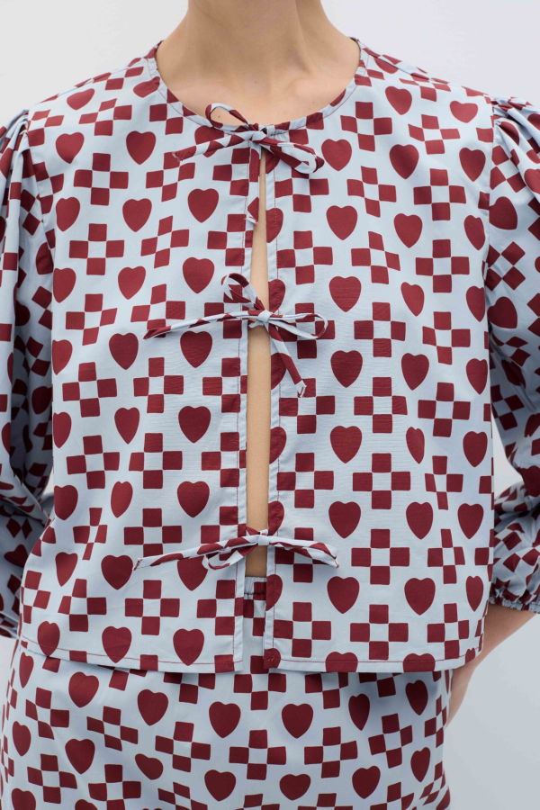 Rita Row Arden Shirt Print Blouse - Blue-Rust