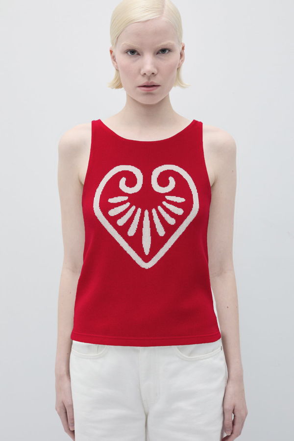 Rita Row Cuore Knit Tank Top - Red-White