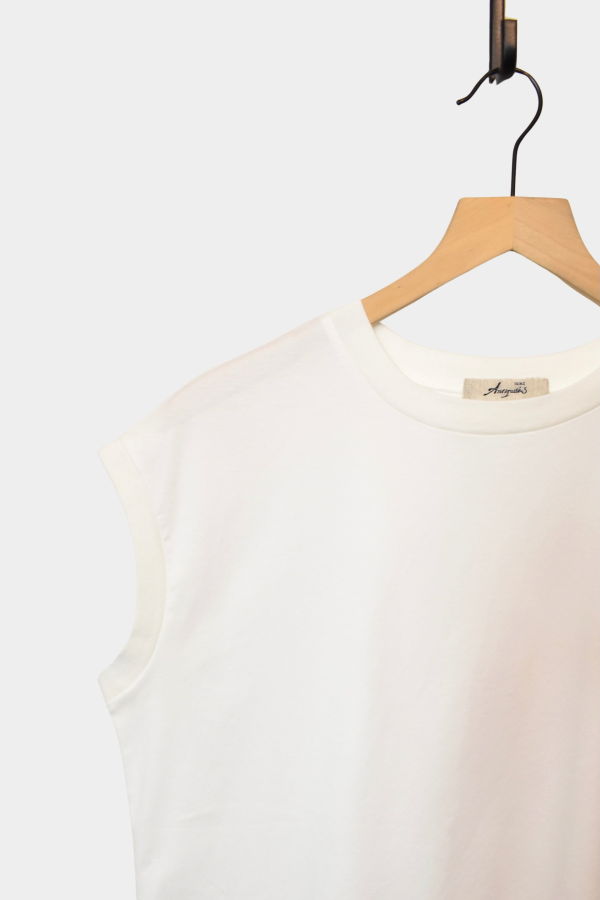 ICHI ANTIQUITES Sleeveless Cotton Knit Pullover - White