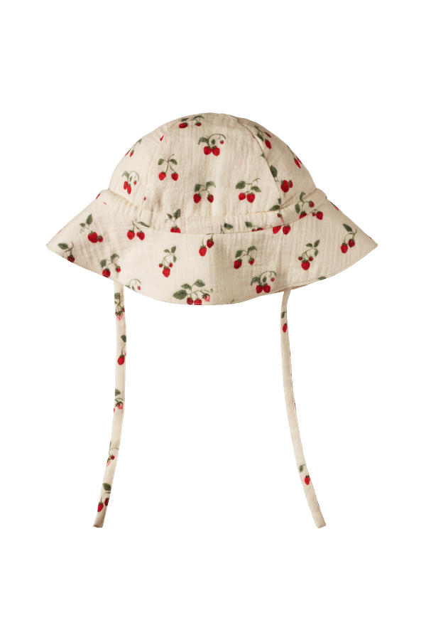 KIDS Nature Baby Muslin Sunhat Strawberry Blush Print